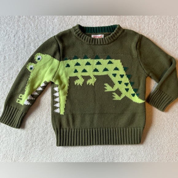 Cat & Jack Olive Green Crocodile Sleeve Sweater, 2T - Picture 1 of 4